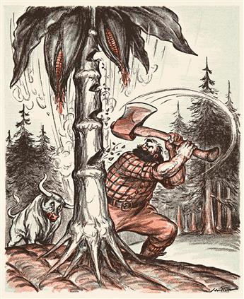 THE MEAD SALES COMPANY Group of Ten Prints from the Paul Bunyan Campaign Collection.